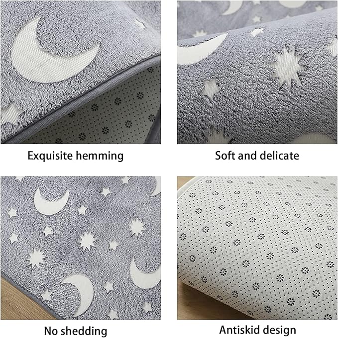 Eanpet Large Playroom Rug for Kids Glow in The Dark Star Area Rugs for Boys Girls Toddlers Bedroom Decorative 5x7 Grey Play Mat for Babies 1-3 Years