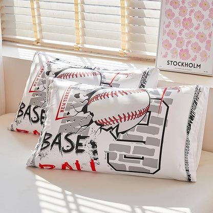 Baseball Comforter Twin,Sports Bedding Set for Boys,Boys Baseball Bedding Set Twin,Teen Boy Comforter with 2 Pillowcases