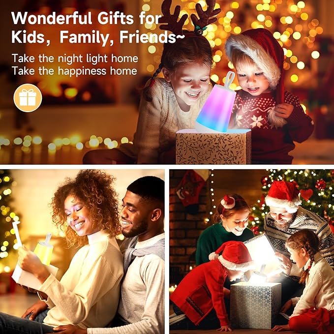 Dimmable Night Light Touch Lamp for Bedroom Rechargeable Remote Bedside Lamp Portable Hanging Table Lamp Changeable Warm White Light Perfect Toy Gift for Kids Adults