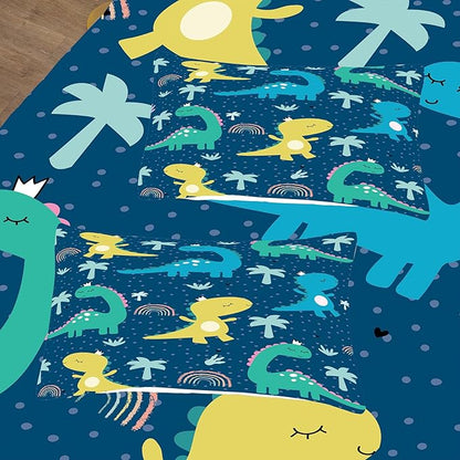 NINENINE Dinosaur Bedding Sets Twin Comforter Sets for Boys,Dark Blue Dinosaur Bedding Sets,Kawaii Cartoon Comforter Sets with 1 Comforter 1Pillowcase