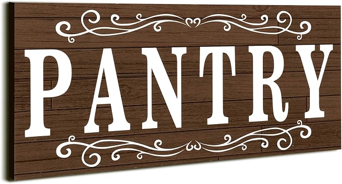 Jetec Pantry Sign Wall Decor 16 x 6 Inch Farmhouse Wood Pantry Signs Rustic Retro Hanging Wooden Art Plaque Decorative for Kitchen Restaurant Door Room Home Decoration(Brown)