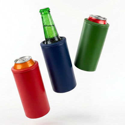 4 in 1 Universal Can Cooler - Purple, Can Holder Insulated, Beer Bottle Cooler, Universal Holder for All Drink Sizes, Stainless Steel Insulated Tumbler, Tailgating Accessories