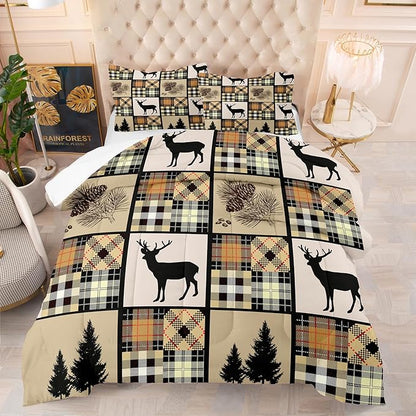 NINENINE Camo Deer Comforter Sets American Flag Bedding Set,Queen Comforter Sets for Boys,Hunting Bedding Set for Kids,Teen Camouflage Bedding Sets with 1 Comforter 2Pillowcases