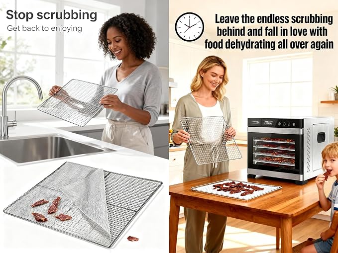 Silicone Dehydrator Sheet for Magic Mill MFD-7100 MFD-7070, 7-Pack 12x13 inch Reusable Drying Tray Liners - BPA-Free Easy Clean - Healthy Snacks - Jerky Herbs Fruit