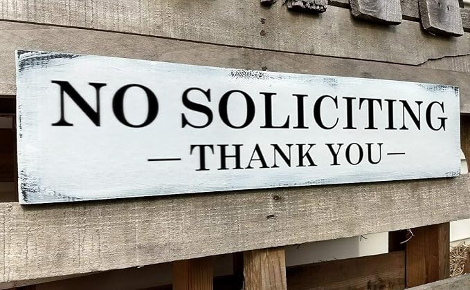 No Soliciting Sign for House,Ideal No Soliciting Signs for Front Door, Wall, Doorbell,Hanging Wood Plaque,Perfect No Solicitation Signs for Every Home, Business or Office 6x16 Inch