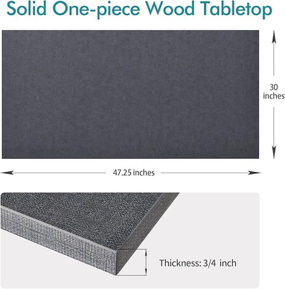 Kaboon Universal Tabletop 47.25"x30", Solid One-Piece Melamine Table Top, Double Desk L-Desk DIY, Home and Office, Greylish Blue