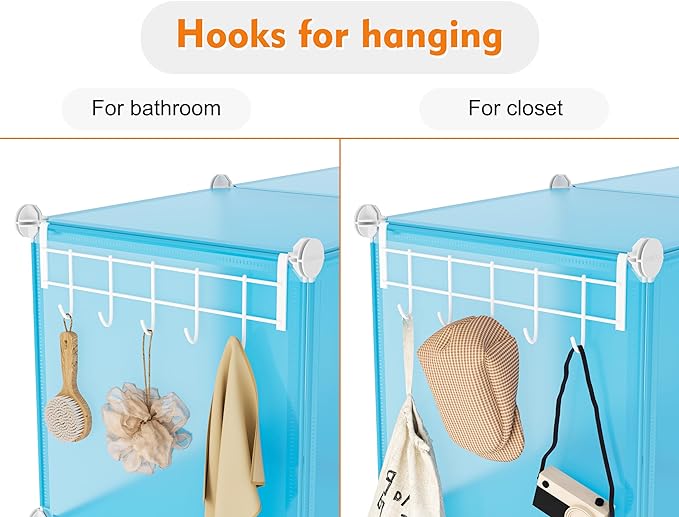 Portable Closet 6 cube closet organizers and storage Cube Storage Organizer Storage Shelf Bookcase Bookshelf with Metal Hammer, Storage Cubes Organizer Cabinet for Kids, Closet, Bedroom, Bathroom