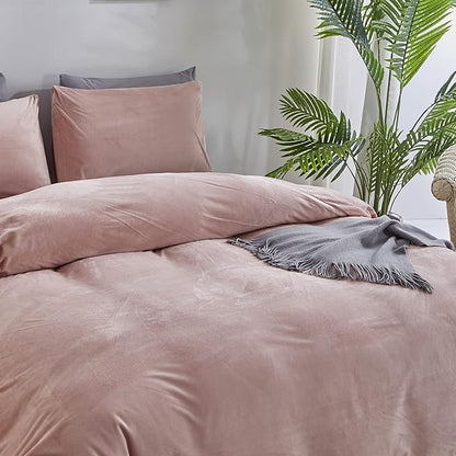 Wellboo Pink Velvet Comforter Sets California King Women Girls Blush Pink Cal King Bedding Comforters Cute Dusty Pink Adults Winter Quilt Solid Light Red Fluffy Flannel Quilt Bean Pink Fuzzy Plush Bed
