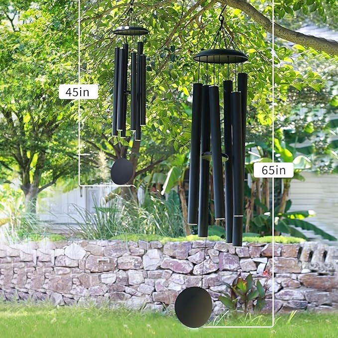 ASTARIN 65 in Wind Chimes for outisde - Extra Large Outdoor Handcrafted WindChimes,Deep Tone Metal Chimes for Garden Decor, Large Windchimes Deep Resonance, 2.27in Tubes Weather-Resistant, Black