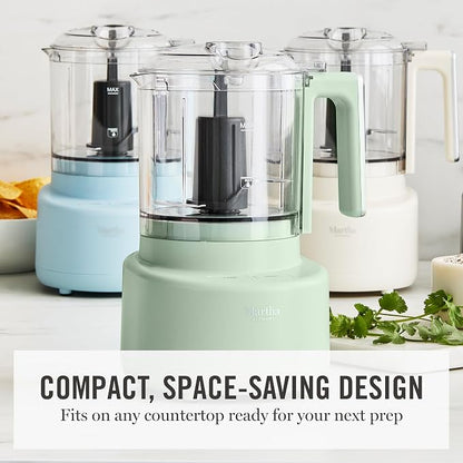Martha Stewart 3 Cup Electric Vegetable Chopper, Mini Food Processor, Navy | 24oz BPA-Free Bowl, Stainless Steel Blades, Pour Spout, Dice, Puree, Mince, Chop Vegetables & Herbs, Dishwasher-Safe Parts