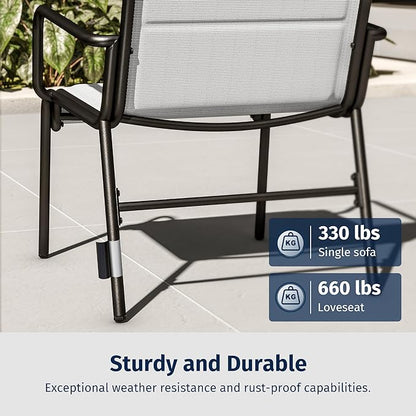 EAST OAK Outdoor Conversation Waterproof Patio Furniture Set, 4-Pieces, Grey