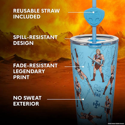 Dragon Glassware x Masters of the Universe (MOTU) Blind Box Tumbler, 16 oz | Vacuum Insulated Stainless Steel Tumbler with Straw & Lid; With Straw Topper; Official Masters of the Universe 2026 Movie Cup