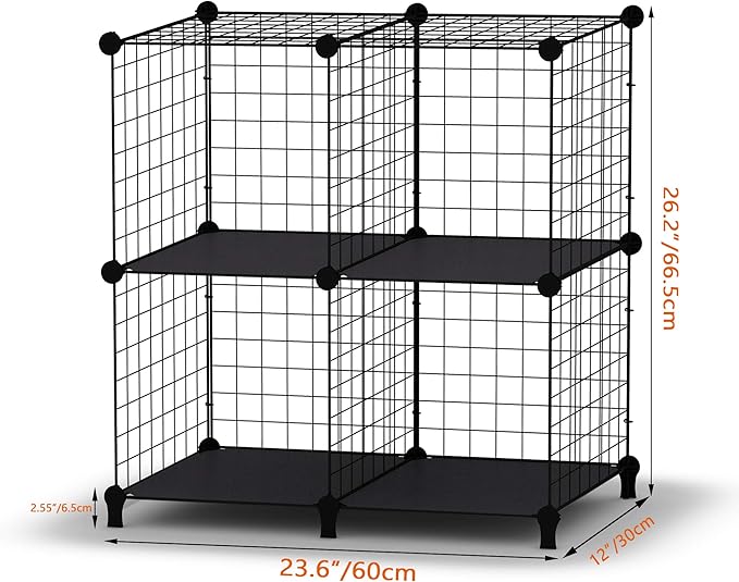 HOMIDEC Wire Cube Storage, Storage Shelves 4 Cube Bookshelf Bookcase Closet Organizer and Storage, Wire Storage Shelves Multi-Use DIY Storage Cube Shelf for Books, Toys, Clothes, Tools