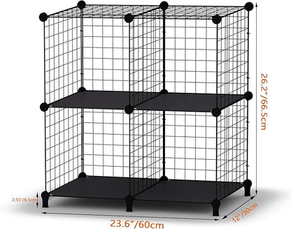 HOMIDEC Wire Cube Storage, Storage Shelves 4 Cube Bookshelf Bookcase Closet Organizer and Storage, Wire Storage Shelves Multi-Use DIY Storage Cube Shelf for Books, Toys, Clothes, Tools