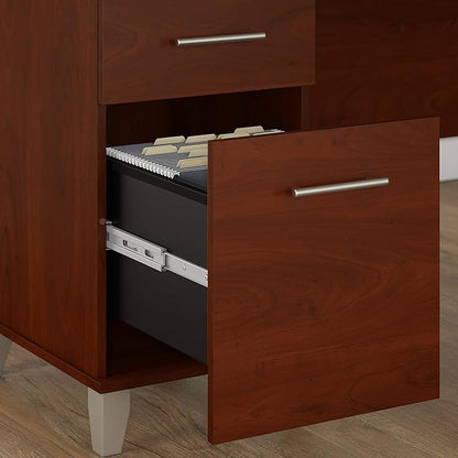 Bush Furniture Somerset 72W Office Desk with Drawers and Hutch in Hansen Cherry