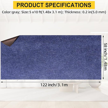 Marine Carpet,5 FT x 20 FT Deep Blue Indoor Outdoor Rug 0.2" Thick Boat Carpeting with Water-Proof TPE Backing, Non-Slip Outdoor Marine Carpet Roll for Home, Patio, Porch, Deck