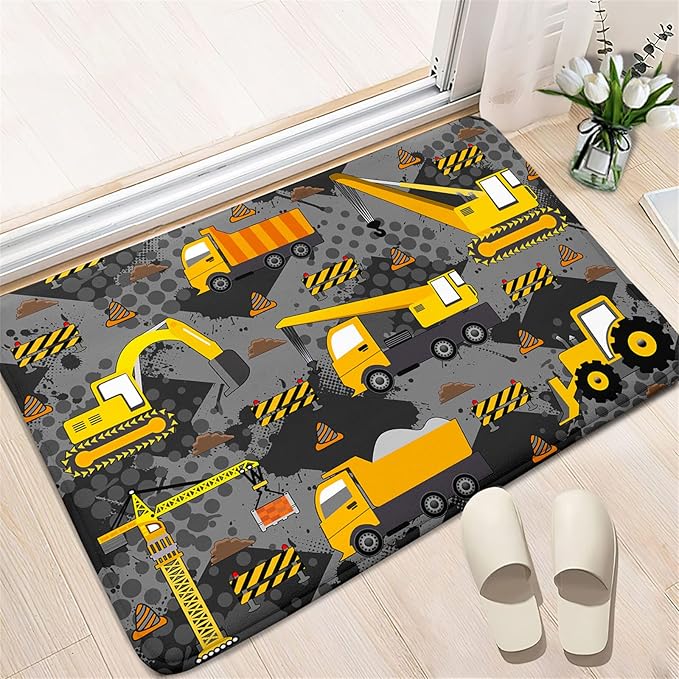 Construction Rugs for Boys Room Play Rug for Cars and Trucks Car Rug Play Mat Kids Rugs for Playroom Car Rug for Boys Room Construction Decor for Boys Room,Grey 2'×3'