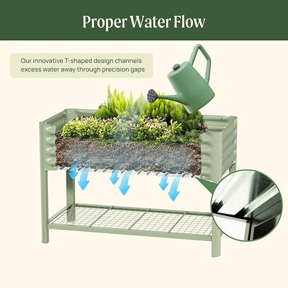 Elevated Raised Garden Bed-V Series, 2' x 4' Garden Beds with Legs & Storage Rack for Patio Porch, 700 Lbs Weight Capacity, Outdoor Planter Boxes for Gardening Herbs Vegetables Flowers, Modern Gray