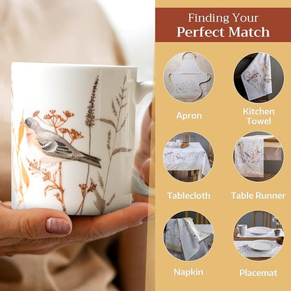Maison d' Hermine Coffee Mug with Handles Tea Cups (15 Ounce, Pack of 1) | Fine Bone China Coffee Mugs for Hot Beverages Cappuccino Latte Home Spring Summer -Meadow Florals - Beige - Meadow Sunrise