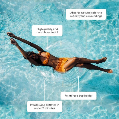 FUNBOY Giant Super Clear Inftlatable Ring Tube Float, 48" Transparent Oversized Design with Cup Holder