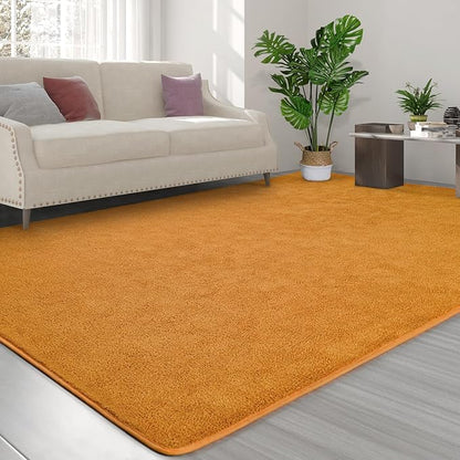 Area Rugs for Bedroom Living Room, 6x9 Orange Super Soft Comfy Thickened Memory-Foam Indoor Carpets, Modern Aesthetic Minimalist Carpet for Boys Girls Adults Apartment Nursery Home Décor