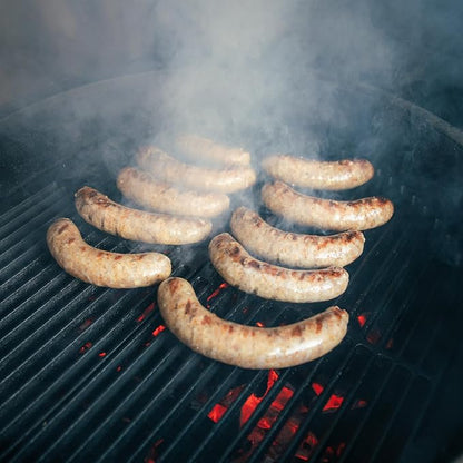Bearded Butchers Mushroom & Swiss Bratwurst DIY Kit – Brats with Seasoning, Swiss Cheese, Mushroom Bits & 32mm-35mm Natural Hog Casings – Great for Pork, Venison, Elk, Bison – Makes Up to 25 lbs Meat