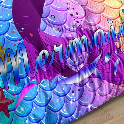 Mermaid Comforter Set Twin Fish Scale Patterns Printed Twin Bed Comforter Sets for Girls 2 Piece Kids All Season Ultra Soft MIcrofiber Mermaid Bedding Set Quilted Duvet with 1 Pillowcase, Twin Size