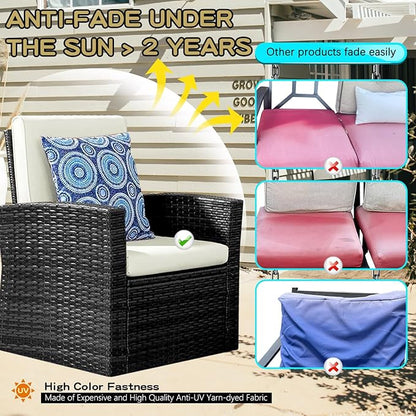ClawsCover 8 Pack Outdoor Seat and Back Cushions Replacement Covers Fit for 4 Pieces 4-Seater Wicker Rattan Patio Furniture Conversation Set Sectional Couch,Cream-Include Cover Only