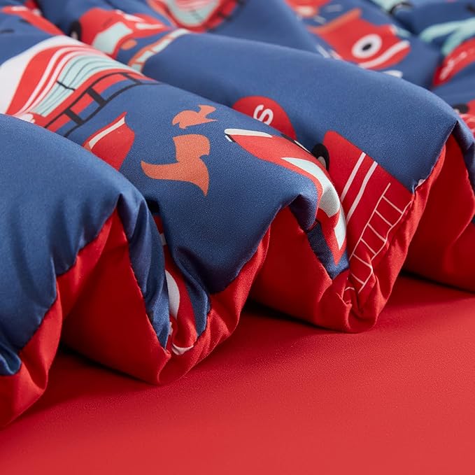 SLEEP ZONE Kids Bedding Twin Comforter Set - Super Soft & Cute Printed 2-Piece Comforter Set All Seasons for Boys, Girls, Fade Resistant, Machine Washable, Fire Truck