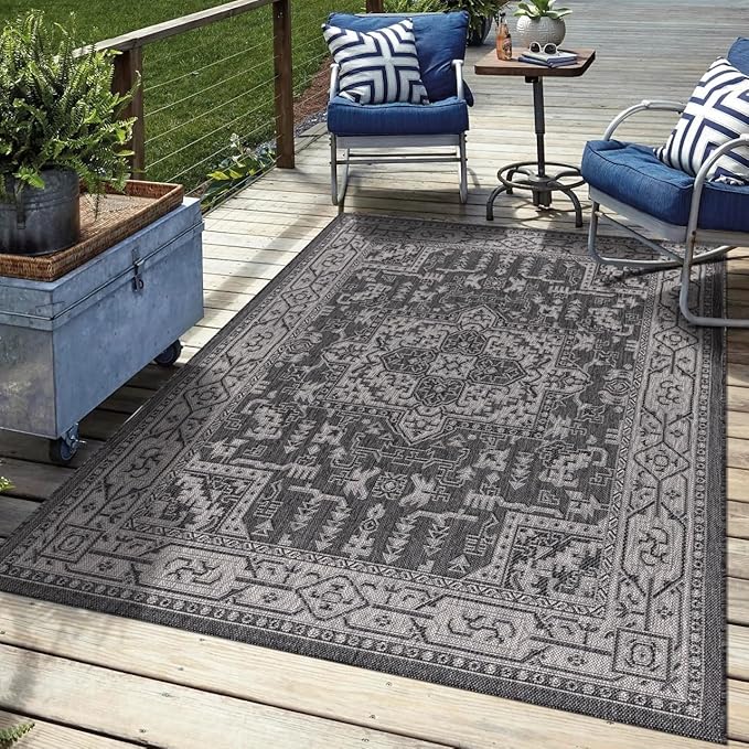Keen Home Design Terrace Outdoor Area Rug - 10x14 Washable Indoor/Outdoor Rug for Patio, Kitchen, Balcony, Beach, Garden, Deck and Porch, Size: 10'x14'