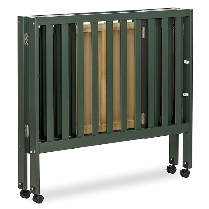 Jett Non-Full Size Folding Convertible Crib, Lightweight Portable Crib, Three Adjustable Mattress Height Settings, Easy to Fold Travel Crib, 1.5” Mattress Pad Included