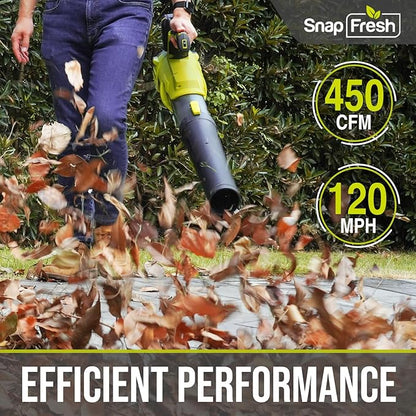 SnapFresh Cordless Leaf Blower - 550CFM Brushless Electric Leaf Blower with 2 x 4.0 Ah Battery and Fast Charger - Lightweight 20V Yard and Garden Blower for Lawn Care…