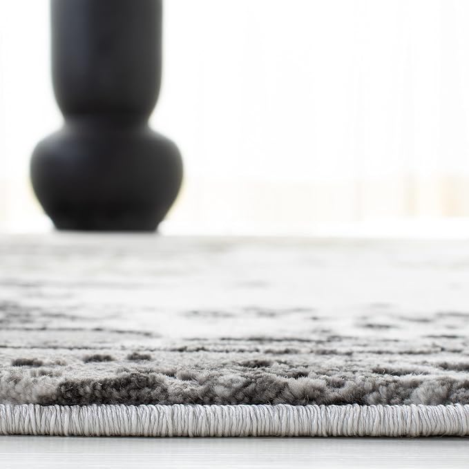 SAFAVIEH Craft Collection Area Rug - 4' Round, Grey & Green, Modern Abstract Design, Non-Shedding & Easy Care, Ideal for High Traffic Areas in Living Room, Bedroom (CFT820Y)