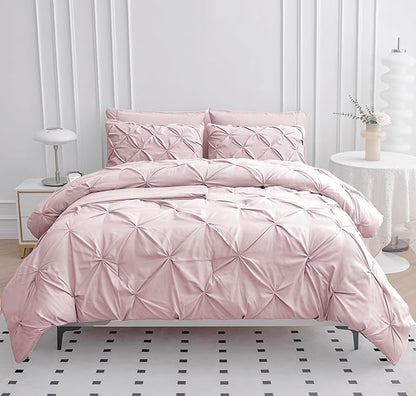 LANE LINEN Bedding Set for Split King Mattress, 8 Piece Split King Bed in a Bag for Girls with 1 King Comforter, 1 King Size Flat Sheet, 2 Twin XL Fitted Sheets, 2 Pillowcases & 2 Shams - Sepia Rose