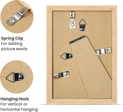 upsimples 4x6 Picture Frame, Natural Solid Wooden Picture Frames, Display 3.5x5 with Mat or 4 x 6 Without Mat, Wall or Tabletop, 1 Pack, Natural