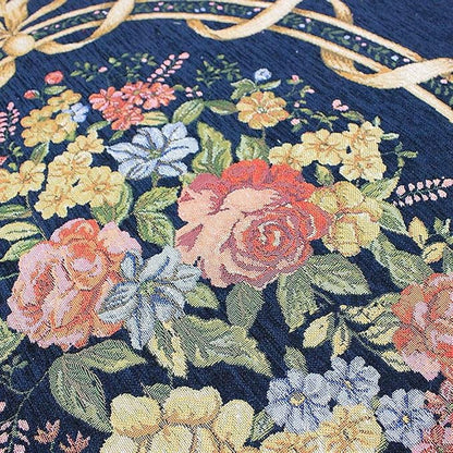 Luxury Rustic Floral Door Mat Washable Elegant Shabby Rose Rug Non Slip Accent Floor Rugs for Entry Way, 2'7'' x 4', Navy Blue
