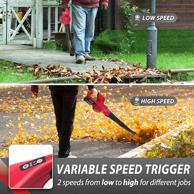 PowerSmart 20V Cordless Leaf Blower Tool Only, Lightweight & Portable Electric Blowers for Lawn Care, Gutter, Patio, Jobsite