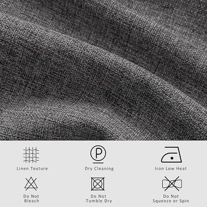 Macochico Pinch Pleated 100% Blackout Curtains Natural Grey Linen Curtains for Bedroom Living Room Farmhouse Thermal Insulated Window Panels Pleated Curtains with Hooks and Tieback 52”Wx72”L 1 Panel
