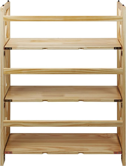 Casual Home Montego 3-Shelf Folding Bookcase, Natural , 27.5" Wide