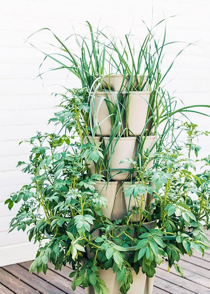 Greenstalk Patented Large 5 Tier Vertical Garden Planter with Patented Internal Watering System Great for Growing a Variety of Strawberries, Vegetables, Herbs, & Flowers (Stunning Stone)