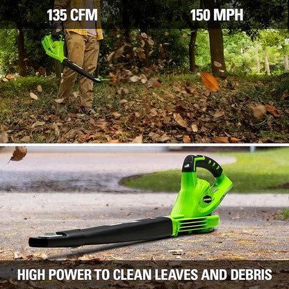 Greenworks 40V Leaf Blower/Sweeper, 150 MPH, Lightweight, Quiet, with 2.0 Ah Battery and Charger