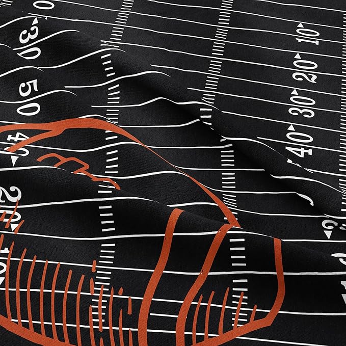Tailor Shop Sports Football Comforter Set for Boys Kids Teens ，Football Bedding Sets King Size Black Rugby Theme Bedding Set with 2 Comforter 2 Pillowcases