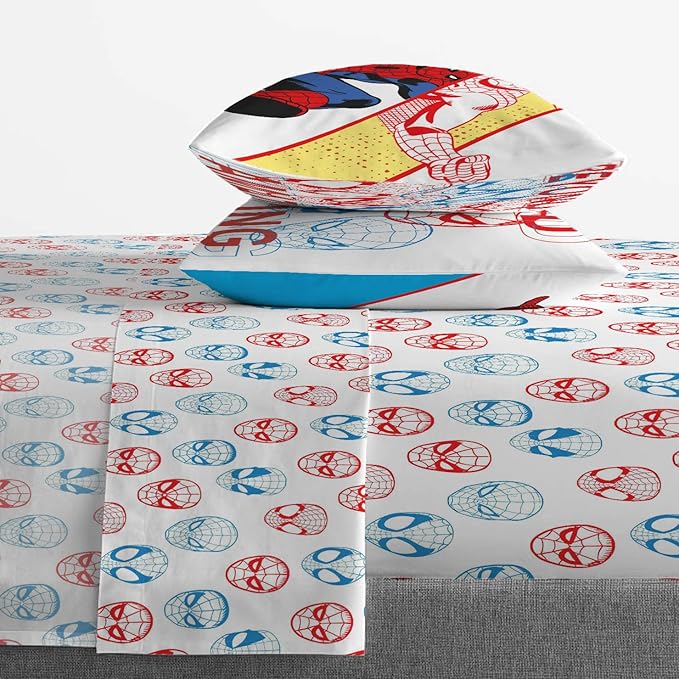 Marvel Spiderman Beyond Amazing 5 Piece Full Size Bed Set - Includes Comforter & Sheet Set Bedding - Super Soft Fade Resistant Microfiber (Official Product)
