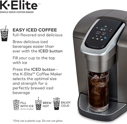 Keurig K-Elite Single-Serve K-Cup Pod Coffee Maker, Brushed Slate, 12 oz. Brew Size & Slim Non-Rolling Storage Drawer, Coffee Pod Storage, Holds up to 24 K-Cup Pods, Black