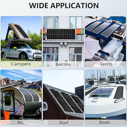 XINPUGUANG 100w Flexible Solar Panels 24V 1000W Solar System Kit Monocrystalline Cell Module 45A Controller 2000W Inverter for Off Grid Battery Charger for Cabin RV Boat Trailer