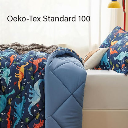 Twin Dinosaur Kids Bedding Set for Boys, 2 Pieces Twin Dinosaur Kids Comforter Sets for Boys, Super Soft Lightweight for All Seasons, Includes 1 Comforter (66"x86") and 1 Pillowcase(20"x26"+2")