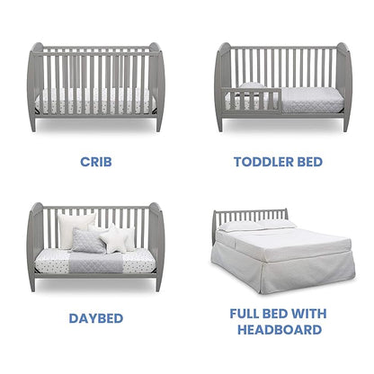 Delta Children Taylor 4-in-1 Convertible Baby Crib, Easy to Assemble, Sustainable New Zealand Wood, Grey