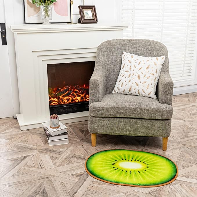 Bath Rugs for Bathroom Non Slip, Kiwi Fruit Shaped Washable Shower Bath Mat Absorbent Door Mat for Bathroom Bedroom Kitchen Soft Floor Area Rug Cute Cartoon Carpet Bathmat Tub Home Decor 18.5x25.6in