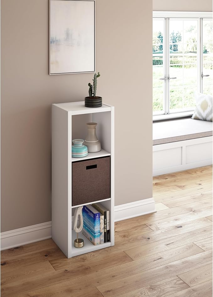 ClosetMaid 4543 Decorative Open Back 3-Cube Storage Organizer, Bleached Walnut