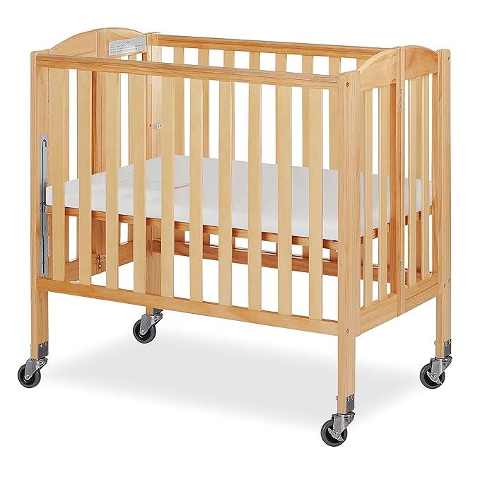 3-in-1 Folding Portable Crib and 3” Extra Firm Fiber Crib Mattress Bundle, Natural and Greenguard Gold Certified